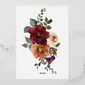 Rustieke Herfst Rust & Bourgondië Floral Bridal Br Folie Uitnodiging (Achterkant)