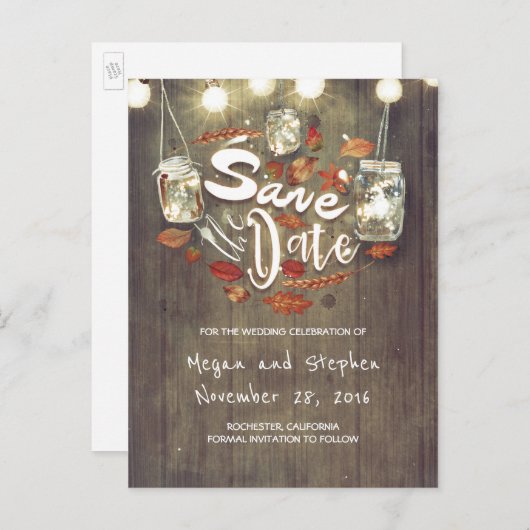 Rustieke Herfst Save the Date Aankondigingskaart (Voorkant / Achterkant)