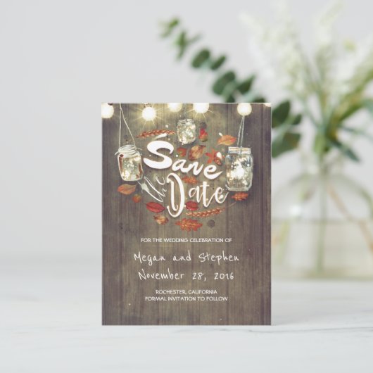 Rustieke Herfst Save the Date Aankondigingskaart (Staand voorkant)