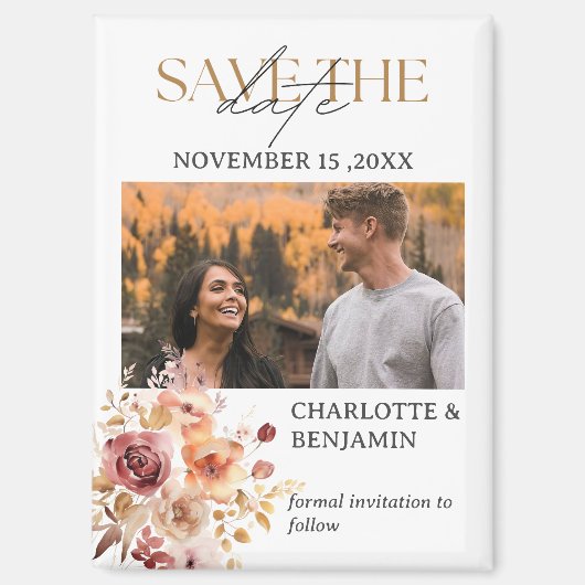 Rustieke Herfst Save The Date Trouwdag Magneet (Voorkant)