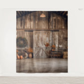 Rustieke herfst schuur hangend wandkleed (Voorkant)