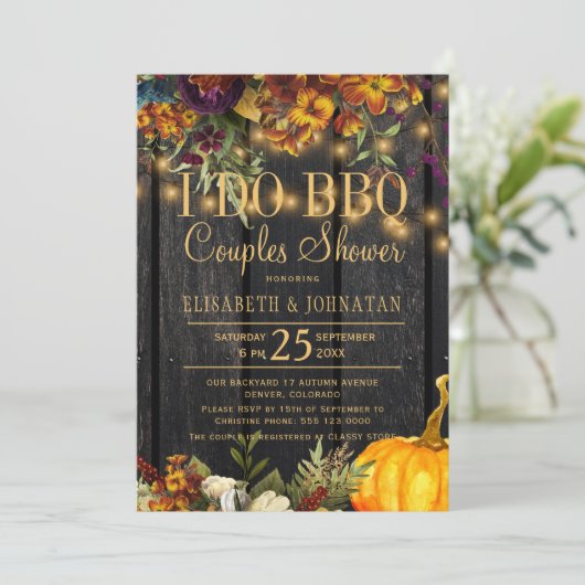 Rustieke herfst schuur hout Ik doe bbq koppels dou Kaart (Staand voorkant)