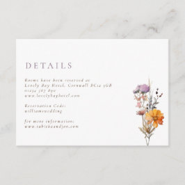 Rustieke Herfst Sinaasappel & Paarse Wildflowers W Informatiekaartje