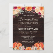 Rustieke Herfst Sinaasappel pompoenen Bloemen Quin Kaart (Voorkant)