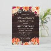 Rustieke Herfst Sinaasappel pompoenen Bloemen Quin Kaart (Staand voorkant)