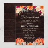 Rustieke Herfst Sinaasappel pompoenen Bloemen Quin Kaart (Voorkant / Achterkant)