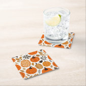 Rustieke herfst Sinaasappel pompoenen gebladerte p Kartonnen Onderzetters (Insitu)