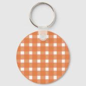 Rustieke Herfst Sinaasappel White Gingham Sleutelhanger (Achterkant)