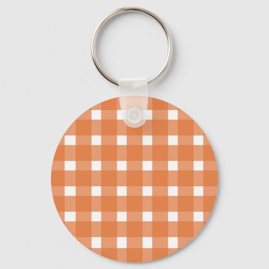 Rustieke Herfst Sinaasappel White Gingham Sleutelhanger (Achterkant)