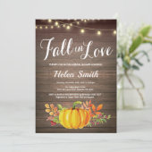 Rustieke herfst snoerlampjes bruidsfeest uitnodigi kaart (Staand voorkant)