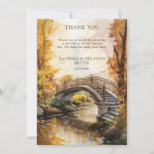 Rustieke herfst stenen brug rivier herfst bedankt aankondiging (Voorkant)