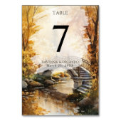 Rustieke herfst stenen brug rivier herfst bruiloft kaart (Achterkant)