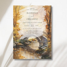 Rustieke herfst stenen brug rivier herfst bruiloft
