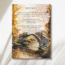 Rustieke Herfst Stenen Brug Rivier Trouwdetails