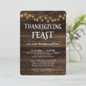 Rustieke Herfst String Lights en Hout Thanksgiving Kaart (Staand voorkant)