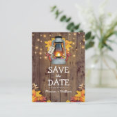 Rustieke Herfst String Lights Herfst Save the Date Aankondigingskaart (Staand voorkant)