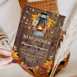 Rustieke herfst string twinkellichten baby shower kaart
