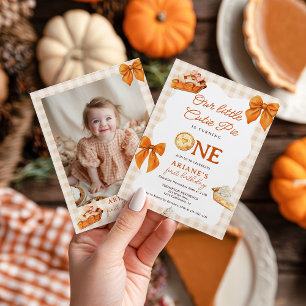 Rustieke Herfst Sweet Cutie Pie 1e verjaardag Foto Kaart