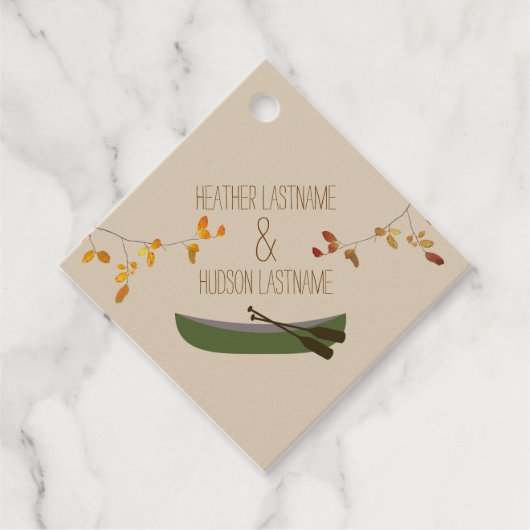 Rustieke Herfst takken kano bruiloft gunst Labels (Voorkant)