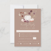 Rustieke Herfst Taupe Bloemenpompoen bruiloft RSVP Kaartje (Voorkant)
