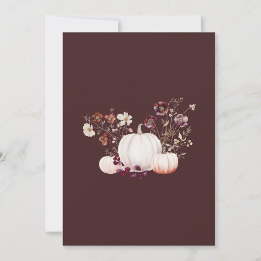 Rustieke Herfst Taupe Bloemenpompoen Verjaardagsfe Kaart (Achterkant)