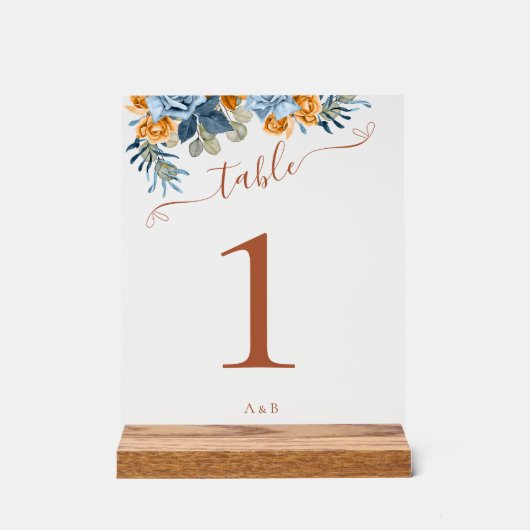 Rustieke Herfst Terracotta Blauw Eucalyptus Bruilo Acryl Bord (Voorkant)