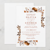 Rustieke Herfst Terracotta Bloem Moderne Trouwdag Kaart (Voorkant / Achterkant)