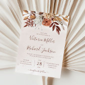 Rustieke herfst terracotta bloemen bruiloft kaart