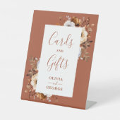 Rustieke Herfst Terracotta Bloemen Kaarten en gesc Reclamebord Met Voetstuk (Voorkant)
