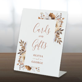 Rustieke Herfst Terracotta Bloemen Kaarten en gesc Reclamebord Met Voetstuk