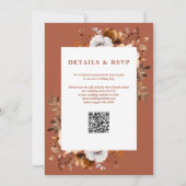 Rustieke Herfst Terracotta Bloemen QR Code Bruilof Kaart (Achterkant)