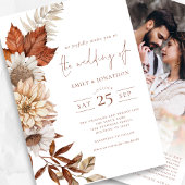 Rustieke Herfst Terracotta Bloemen QR Code Huwelij Kaart