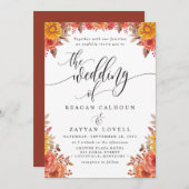 Rustieke Herfst Terracotta Bloemenbruiloft Kaart (Voorkant / Achterkant)