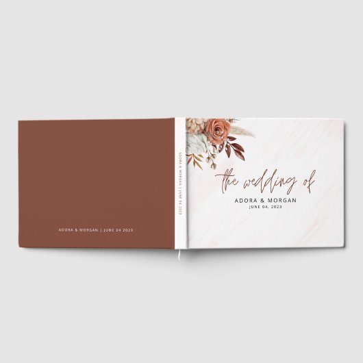Rustieke Herfst Terracotta Boho bruiloft Gastenboek (Volledig)