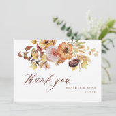 Rustieke Herfst Terracotta Bruiloft Dank u Kaarten (Staand voorkant)