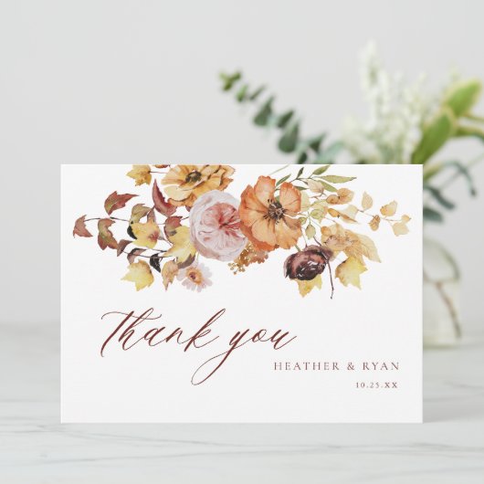 Rustieke Herfst Terracotta Bruiloft Dank u Kaarten (Staand voorkant)