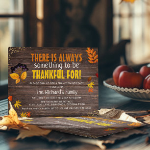 Rustieke herfst thanksgiving diner kaart