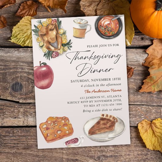 Rustieke Herfst Thanksgiving Diner Turkije Kaart
