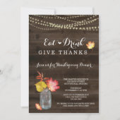 Rustieke Herfst Thanksgiving Dinner Party Invitati Kaart (Voorkant)