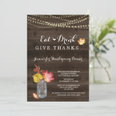 Rustieke Herfst Thanksgiving Dinner Party Invitati Kaart (Staand voorkant)