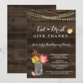 Rustieke Herfst Thanksgiving Dinner Party Invitati Kaart (Voorkant / Achterkant)