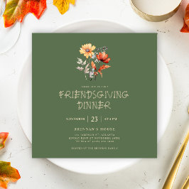 Rustieke Herfst Thanksgiving Friendsgiving Diner Kaart