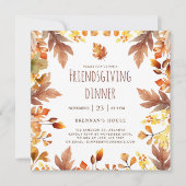 Rustieke Herfst Thanksgiving Friendsgiving Diner Kaart (Voorkant)
