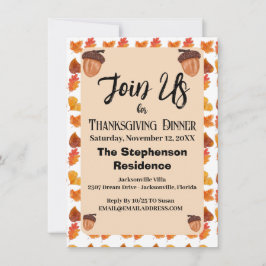 Rustieke Herfst Thema Thanksgiving Diner Party Kaart