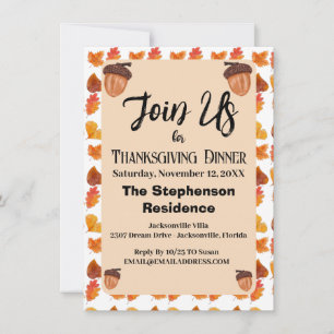 Rustieke Herfst Thema Thanksgiving Diner Party Kaart