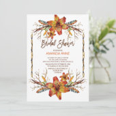 Rustieke herfst Tiger Lily Bruids Douche Uitnodigi Kaart (Staand voorkant)