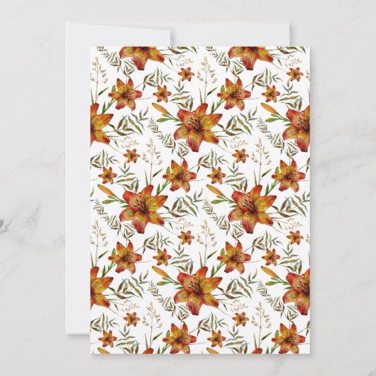 Rustieke herfst Tiger Lily Bruids Douche Uitnodigi Kaart (Achterkant)