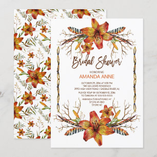 Rustieke herfst Tiger Lily Bruids Douche Uitnodigi Kaart