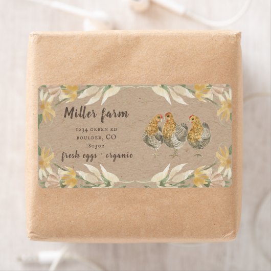 Rustieke Herfst Tones Boerderij Ei Karton Label (Insitu)