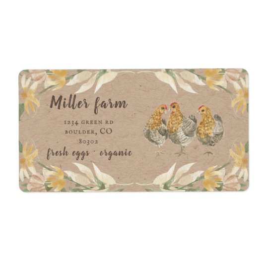 Rustieke Herfst Tones Boerderij Ei Karton Label (Voorkant)